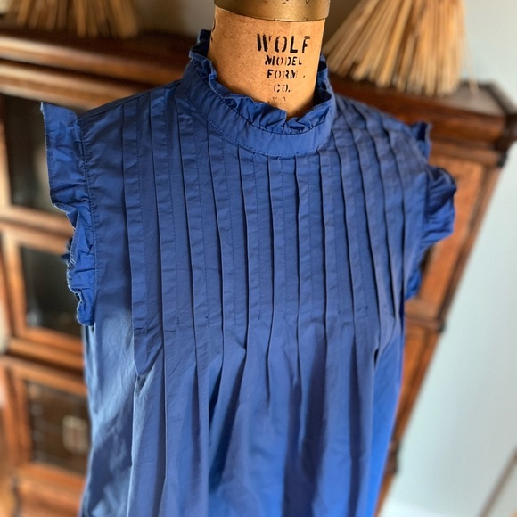 BTFL-life medium blue pleated summer dress with pockets and buttons down back - Picture 8 of 8